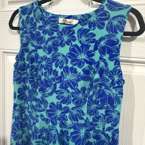 Aryeh Blue Tropical Floral Fit And Flare Summer Dress Large - Picture 2 of 5